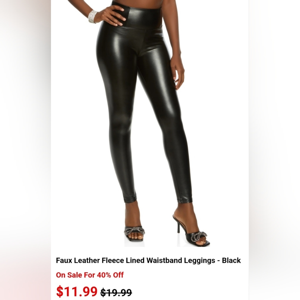 NWT SEXY BLACK FAUX LEATHER LEGGINGS PANTS HIGH WAIST 🎁 30.5 inseam